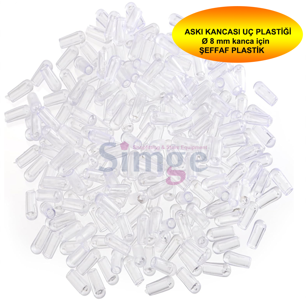 Askı Teli Ucu Plastik Koruyucu, Çap 8mm , Şeffaf